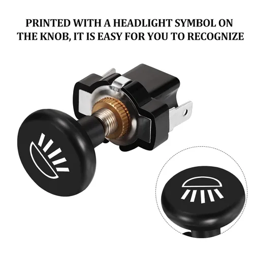 Vista 5 de HESTYA Interruptor de luz para carrito de golf, 3 piezas, interruptor de luz de empuje de 12 voltios para carrito de golf, botón de empuje y tirón