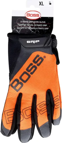 Vista 5 de Boss - Guantes de trabajo de seguridad de microfibra sintética de alta visibilidad con agarre de silicona, parte trasera de malla, agarre