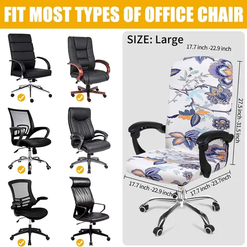 Vista 5 de Smiry fundas elásticas estampadas para silla de oficina de computadora, fundas universales para sillas giratorias de escritorio, extraíbles