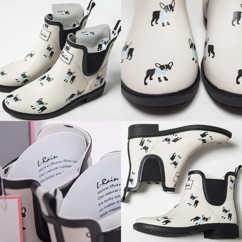 Vista 3 de L-Rain LR - Botas de lluvia cortas para mujer impermeables antideslizantes botines Chelsea