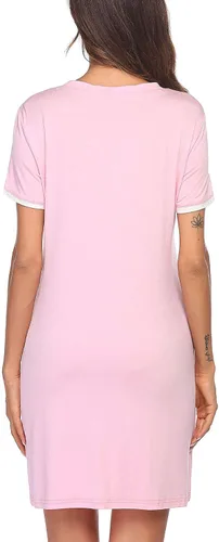 Vista 5 de Ekouaer Camisones para mujer, pijamas con botones, manga corta, cuello en V, ropa de dormir S-3XL