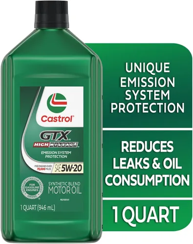 Vista 3 de Castrol GTX High Mileage 5W-20 - Aceite de motor de mezcla sintética, 1 cuarto de galón, paquete de 6