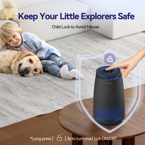 Vista 6 de Purificadores de aire para dormitorio del hogar, filtro HEPA 3 en 1 para mascotas, caspa, polvo, polen, humo, olores, limpiador de aire silencioso