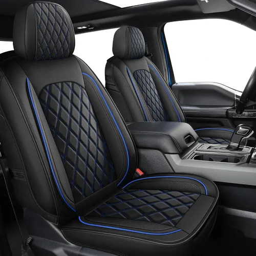 Vista 12 de MIROZO - Fundas de asiento delantero, fundas de cuero para asiento de automóvil, fundas transpirables para asiento de automóvil, protector de Beige