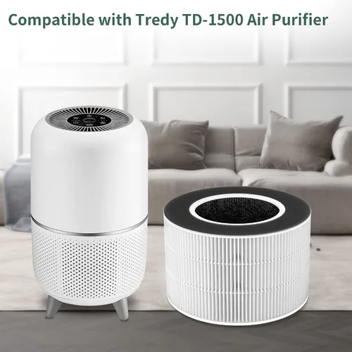 Vista 4 de Paquete de 2 filtros de repuesto TD-1500 compatibles con purificador de aire Tredy TD-1500 TD-1500BM, filtración de 4 etapas de filtro premium