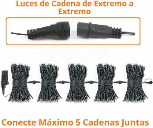 Vista 8 de Cadena de luces de Navidad conectables de 42 pies con 100 luces LED