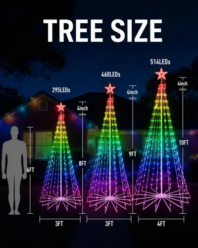 Vista 9 de Árbol de Navidad inteligente para exteriores de 9 pies con control de aplicación