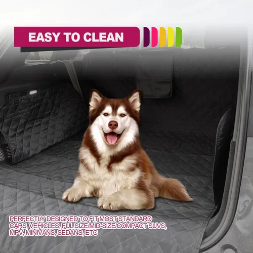 Vista 7 de Funda impermeable antideslizante y duradera de carga para perros, cojín de asiento de coche con protector de paredes laterales y solapa