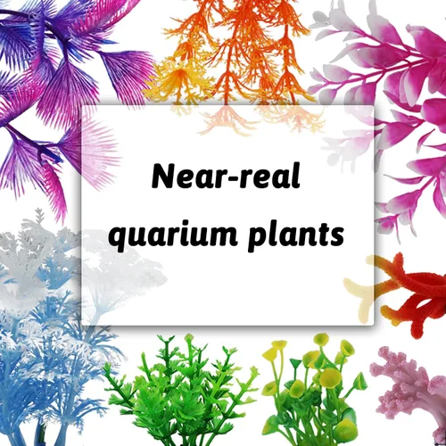 Vista 3 de Plantas decorativas para peceras con coral de resina, 8 piezas de decoración de acuario