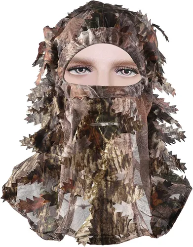Vista 9 de Ghillie Camouflage Leafy Hat 3D Full Face Mask Headwear Turkey Camo Hunter Hunting Accessories