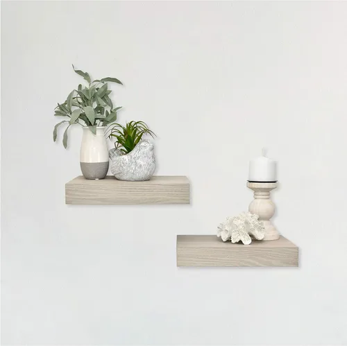 Vista 25 de MCS Estantes flotantes de grano de madera natural, 12 x 4 pulgadas, juego de 2, 12 x 4 pulgadas