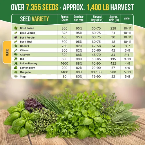 Vista 4 de Organo Republic Paquete variado de 12 semillas de hierbas culinarias - 7,355+ semillas criollas, sin transgénicos, para jardinería en interiores