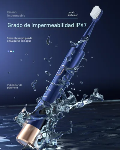 Vista 5 de AJELU cepillo de dientes eléctrico sónico impermeable IPX7, carga rápida de 2 horas con recordatorio de tiempo inteligente, 5 modos, 8 cabezales