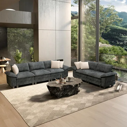 Vista 14 de HERA'S HOUSE Juego de sofás seccionales modulares de 2 piezas, juego de sofá de gran tamaño con loveseat y sillón, cómodos sofás nube con cojines