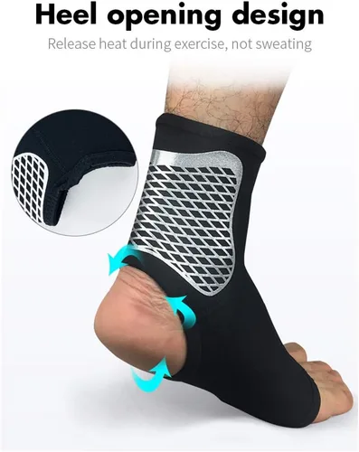 Vista 4 de Tobillera de neopreno, transpirable de neopreno antiesguince, para baloncesto, fútbol, deportes, lesiones en las articulaciones, alivio del dolor