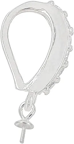 Vista 2 de Colgante de plata de ley con circonita cúbica, conector de dije deslizante con copa de perlas para bricolaje