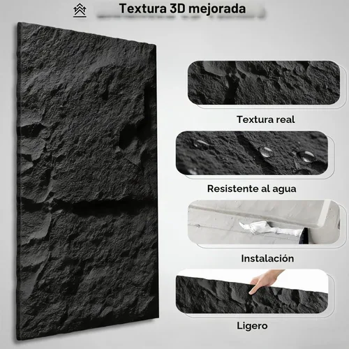 Vista 3 de Paneles de pared de piedra sintética 3D, paneles de pared de 1.18 pulgadas para decoración de pared interior, 4 paneles de revestimiento