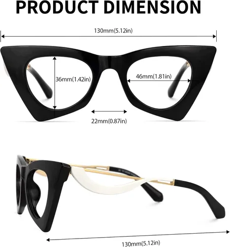 Vista 4 de VOOGLAM Lentes de bloqueo de luz azul de ojo de gato para mujer, antifatiga ocular con marco elegante