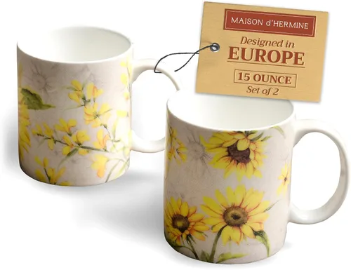 Vista 183 de Maison d' Hermine Taza de café con asas, tazas de porcelana fina de hueso, paquete de una taza de té para bebidas calientes, capuchino, latte