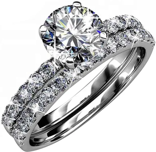 Vista 3 de Diamond Jewelry - Anillo de plata de ley 925 con moissanita creada en 3 quilates para mujer, anillo de compromiso de boda con acabado de oro rosa