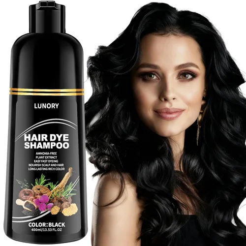 Vista 13 de Champú de tinte para el cabello marrón para una cobertura 100% de canas, champú de color de cabello 3 en 1 with Argan Oil & Ginseng, Ammonia &