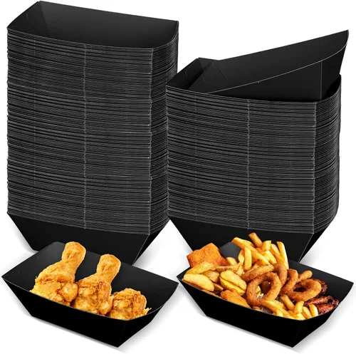 Vista 15 de Uiifan 200 bandejas de papel desechables para alimentos y barcos, resistentes a la grasa, bandeja de cartón para perros calientes, soporte para Azul