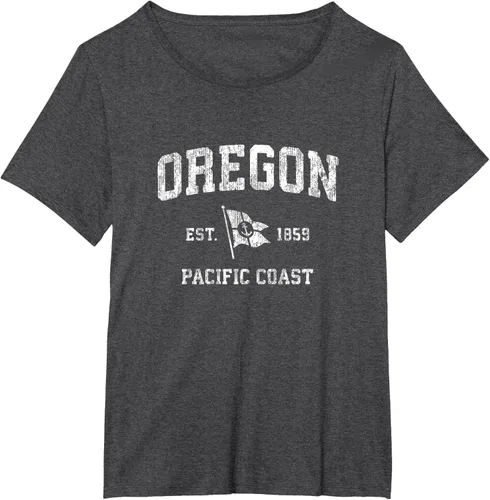 Vista 35 de Oregon Vintage barco ancla bandera diseño de West Coast Retro Tee, hombre S, Arándano