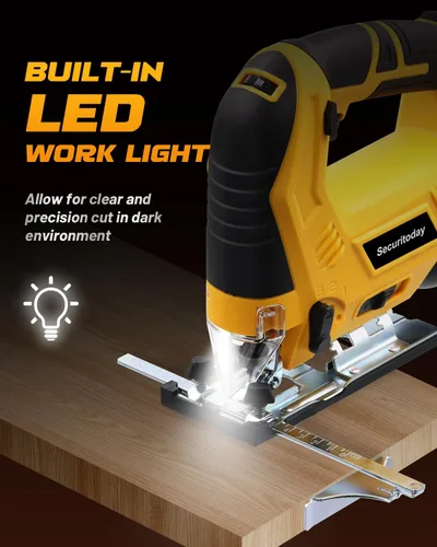 Vista 6 de Sierra de calar inalámbrica compatible con batería Dewalt de 20 V MAX, 6 velocidades variables, 4 ajustes orbitales, ángulo biselado (0 ° - 45 °)
