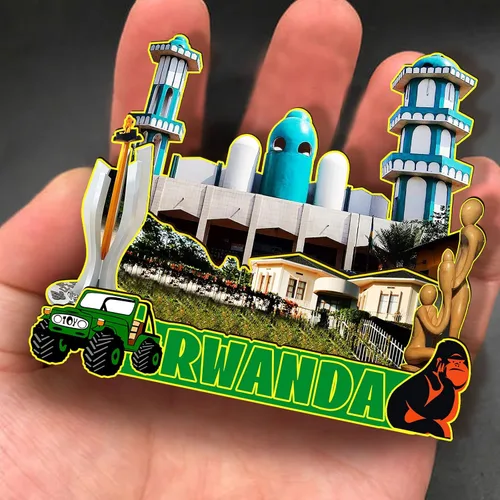 Vista 4 de Imán de madera de África de Ruanda 3D para nevera, recuerdos coleccionables, decoración hecha a mano, artesanías 4