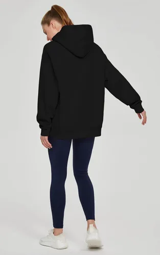 Vista 4 de THE GYM PEOPLE Sudadera con capucha de gran tamaño para mujer, ajuste holgado, forro polar suave, con bolsillos