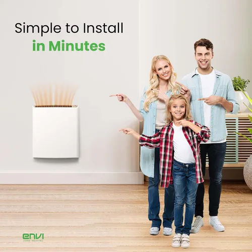 Vista 6 de ENVI Calentador de panel eléctrico de 220 voltios para montaje fijo en la pared para el hogar, eficiente energéticamente, seguro para niños