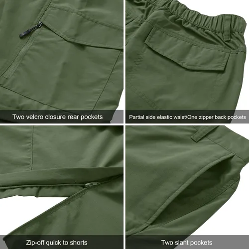 Vista 4 de Pantalones de senderismo para hombre, de secado rápido, ligeros, convertibles, con cremallera, para trabajo