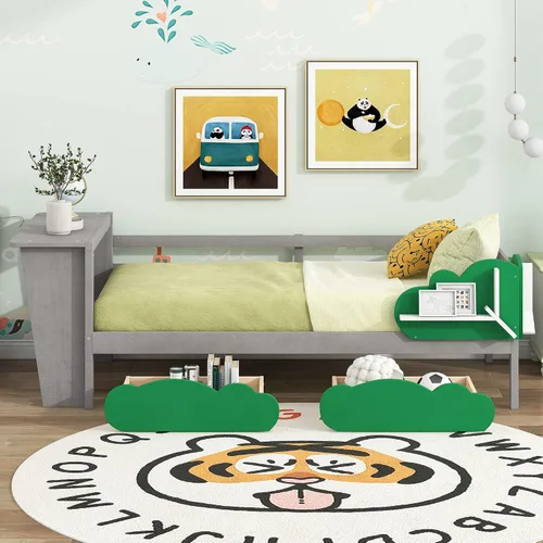 Vista 18 de Sofá cama de madera de diseño clásico, sofá cama, cama de plataforma, tamaño individual con salud y comodidad para dormitorio, estudio, sala