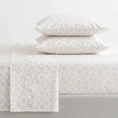 Vista 53 de Martha Stewart - Juego de sábanas tamaño individual con sábana bajera y funda de almohada, ropa de cama de percal de algodón con una sensación
