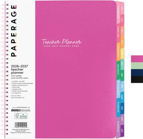 Vista 16 de PAPERAGE Agenda académica, agenda semanal y mensual y calendario, 12 meses, julio de 2026 a junio de 2027, (9.5 x 11 pulgadas), agenda de Negro