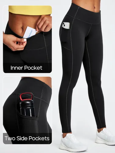 Vista 3 de Heathyoga - Pantalones de yoga para mujer, leggings con bolsillos para mujer, pantalones de yoga de cintura alta con bolsillos, leggings
