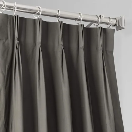 Vista 2 de HPD Half Price Drapes PRCT-S04B-84-FP - Cortina plisada de algodón sólido (1 panel), 25 x 84 pulgadas, gris Millstone
