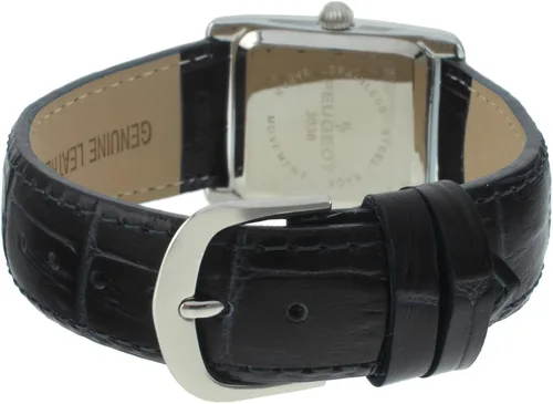 Vista 6 de Peugeot - Reloj de vestir de cuero con forma de tanque para mujer con números romanos, Reloj de vestir sin mangas para mujer
