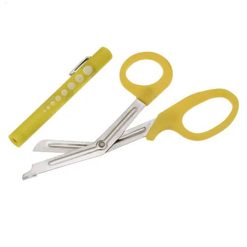 Vista 2 de SURGICAL ONLINE Juego de bolígrafos LED de calibre de pupila con tijeras de vendaje a juego para médico, enfermera, EMS, estudiantes de medicina