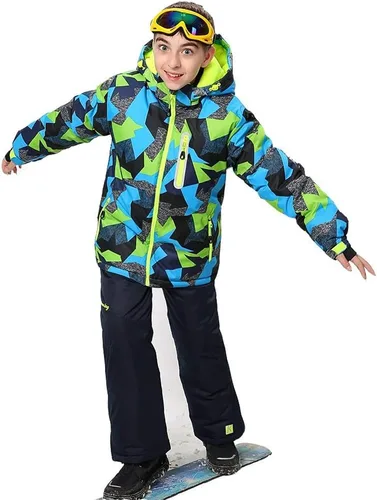 Vista 3 de WOWULOVELY Traje de esquí para niño grande de 2 piezas con bloques