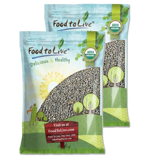 Vista 5 de Food to Live Lentejas verdes francesas orgánicas, 8 onzas, sin OMG, granos secos enteros, crudos, germinables, veganos, kosher, a granel. Ricas