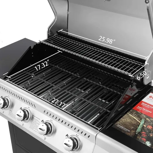 Vista 8 de Royal Gourmet GA4400T Parrilla de acero inoxidable de 4 quemadores, gasolina de propano líquido, 40,000 BTU, estilo de carrito, perfecto para un