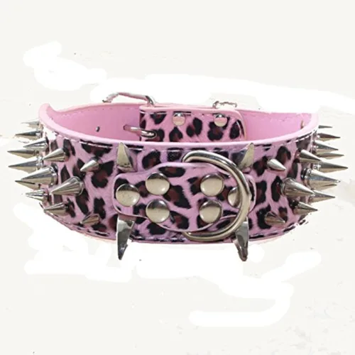 Vista 4 de Sharp - Collar de perro con clavos y tachuelas, de 2 pulgadas de ancho, elegantes collares de cuero para perros medianos y grandes, Pitbull Negro