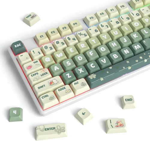 Vista 27 de Owpkeenthy Teclas de carbono retro perfil SA de 150 teclas personalizadas de ABS Doubleshot Juego de teclas con barra espaciadora dividida