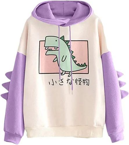 Vista 8 de Fronage Sudadera con capucha para adolescentes y niñas, de manga larga, linda sudadera con capucha, sudaderas con capucha para mujer H Black a