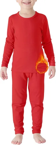 Vista 8 de Ropa interior térmica para niños pequeños, conjuntos de capa base de invierno tipo Long Johns para niñas y niños Un rosa oscuro.
