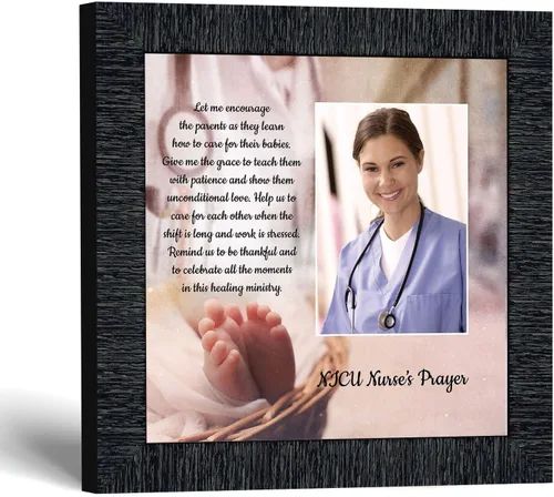 Vista 11 de NICU Nurse Gift, Nurse’s Prayer Thank You Gift, Photo Frame Wall Art Barnwood