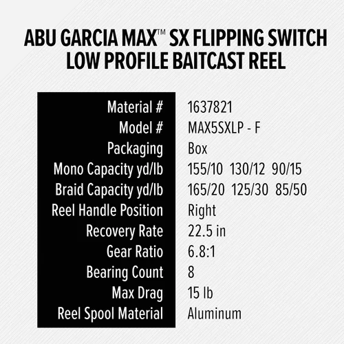 Vista 9 de Abu Garcia Max SX - Carrete de pesca con interruptor giratorio de perfil bajo