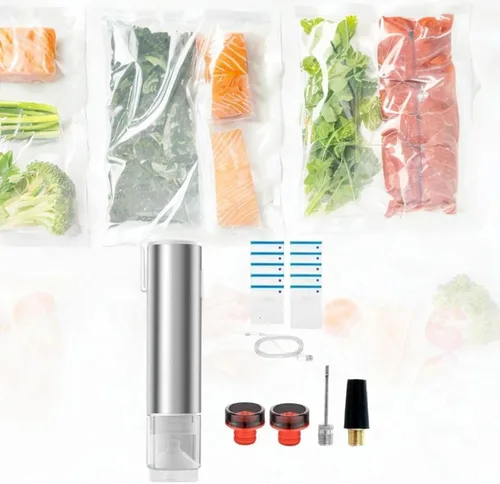 Vista 3 de Vacuum Sealer for Food with 10 Sealer Bags Vacuum Packer for Household