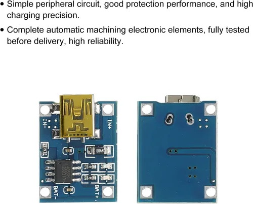 Vista 4 de MECCANIXITY Mini USB 4.5-5.5V 1A 18650 Cargador de Batería Módulo de Carga Placa de Carga Dos Funciones de Protección Paquete de 10